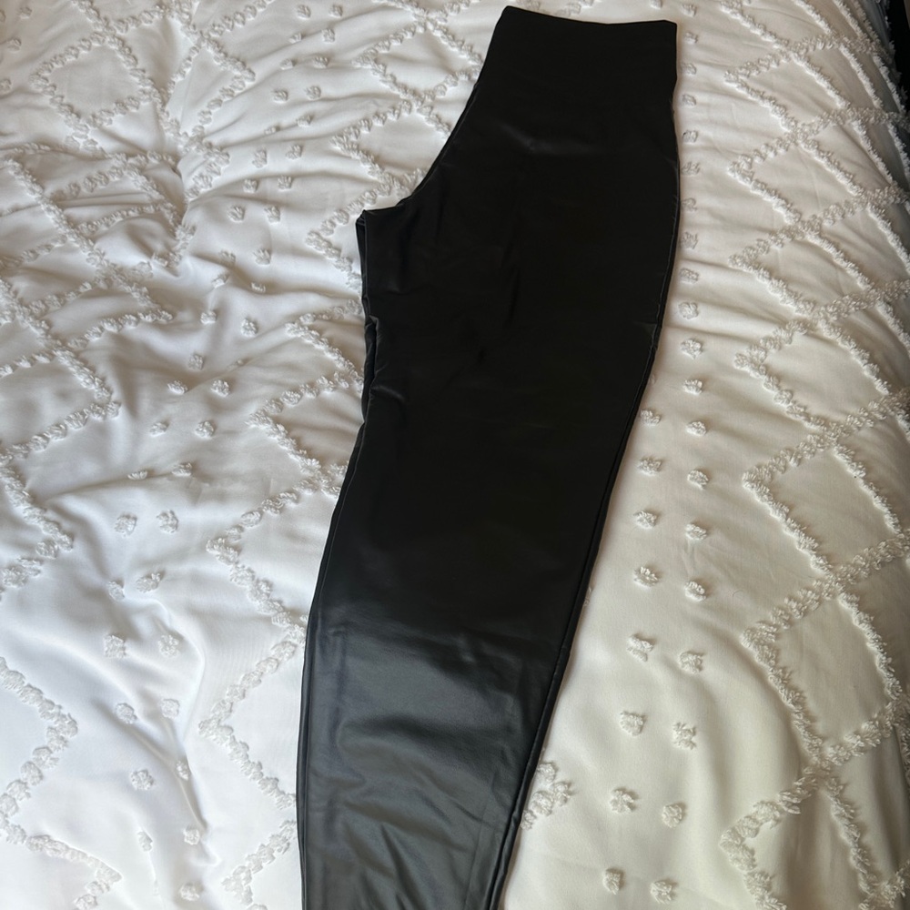 Black High-Waisted faux leather black pants. Never worn